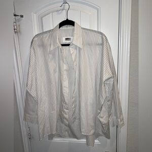 MM6 Maison Martin Margiela Cream Pinstripe Shirt